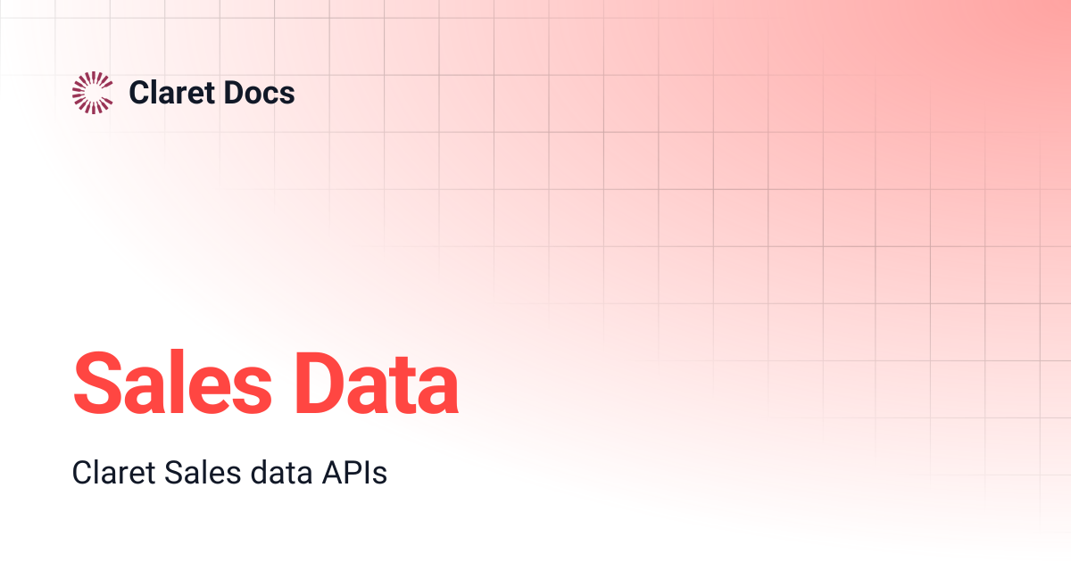 Sales Data | Claret Docs